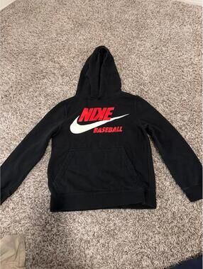 Nike Boys Black Hoodie Baseball Casual Regular Size Small